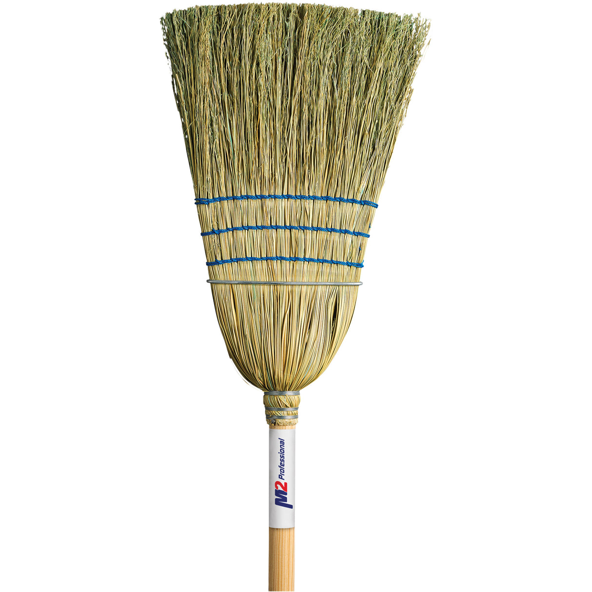 M2 PROFESSIONAL Heavy-Duty Corn Broom, 3-String, Wood Handle