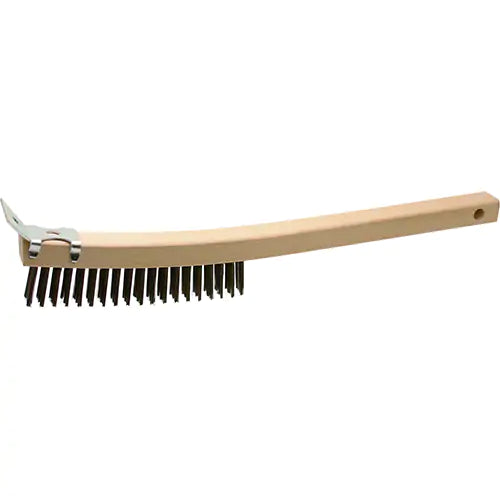 FELTON BRUSHES Scratch Brush With Scraper, Steel, 3 x 19 Wire Rows, 13" Long