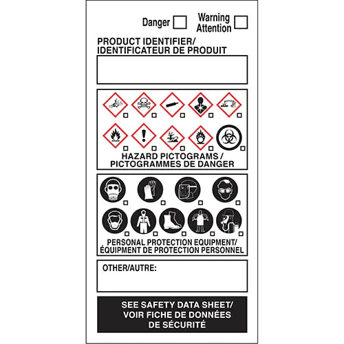 OTS WHMIS Labels, Vinyl, Sheet, 4" L x 2" W