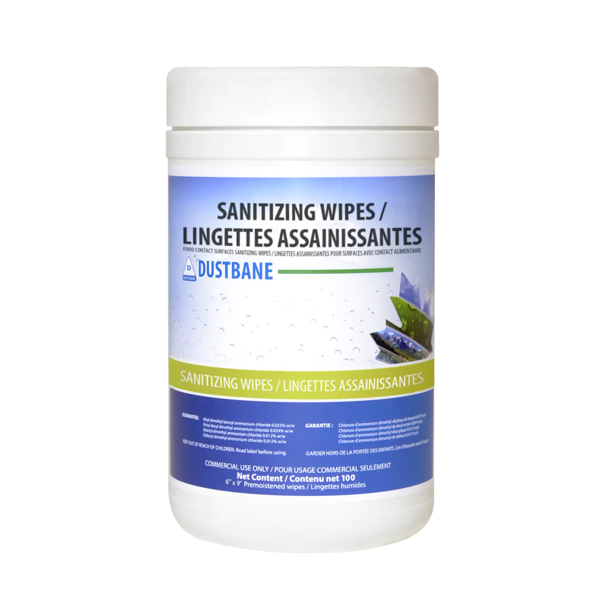 DUSTBANE Food Contact Surface Sanitizing Wipes, 6" x 10", 100 Count