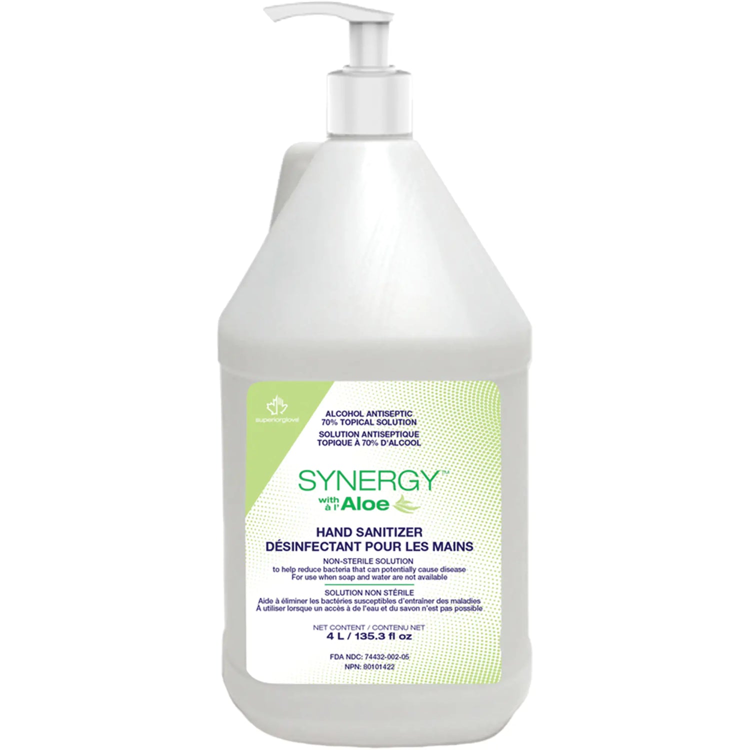 Synergy‚Ñ¢ Hand Sanitizer with Aloe Gel, 4 L, Pump Bottle, 70% Alcohol