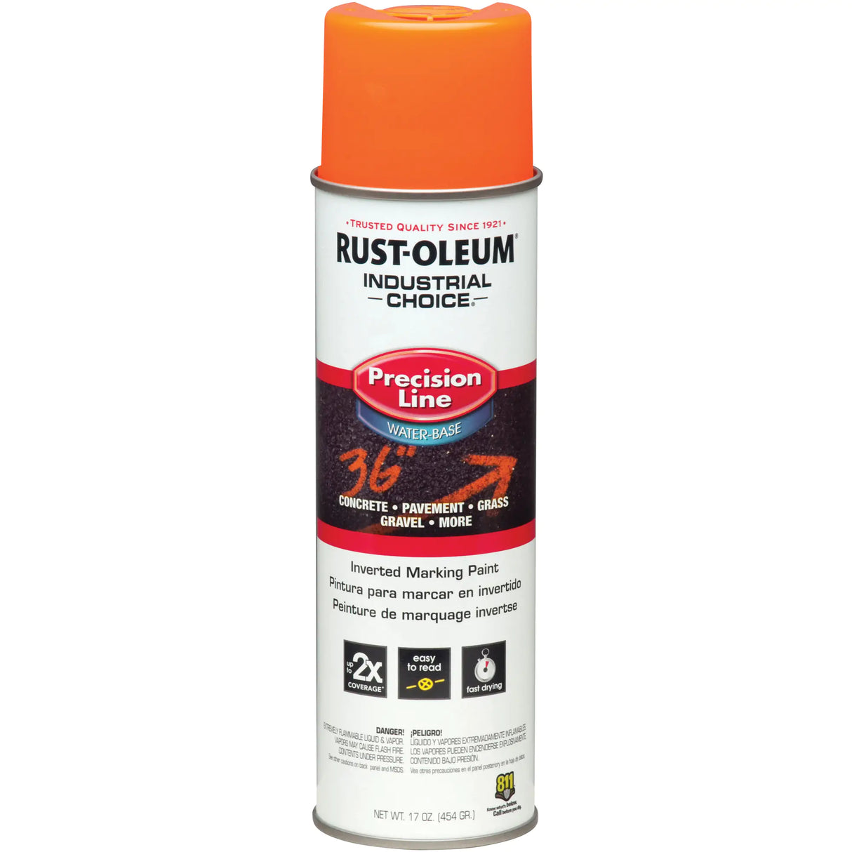 RUST-OLEUM Water Based Inverted Marking Paint, Orange, Aerosol Can