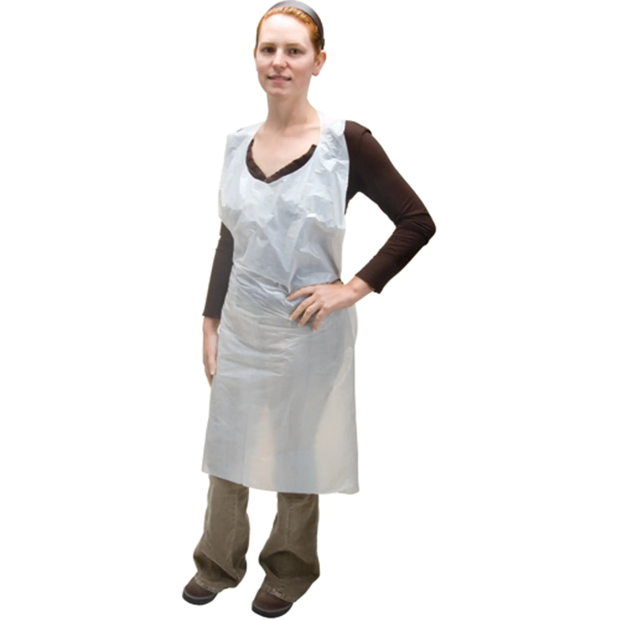 ZENITH SAFETY PRODUCTS Polyethylene Aprons, Polyethylene, White, 35" W x 46" L