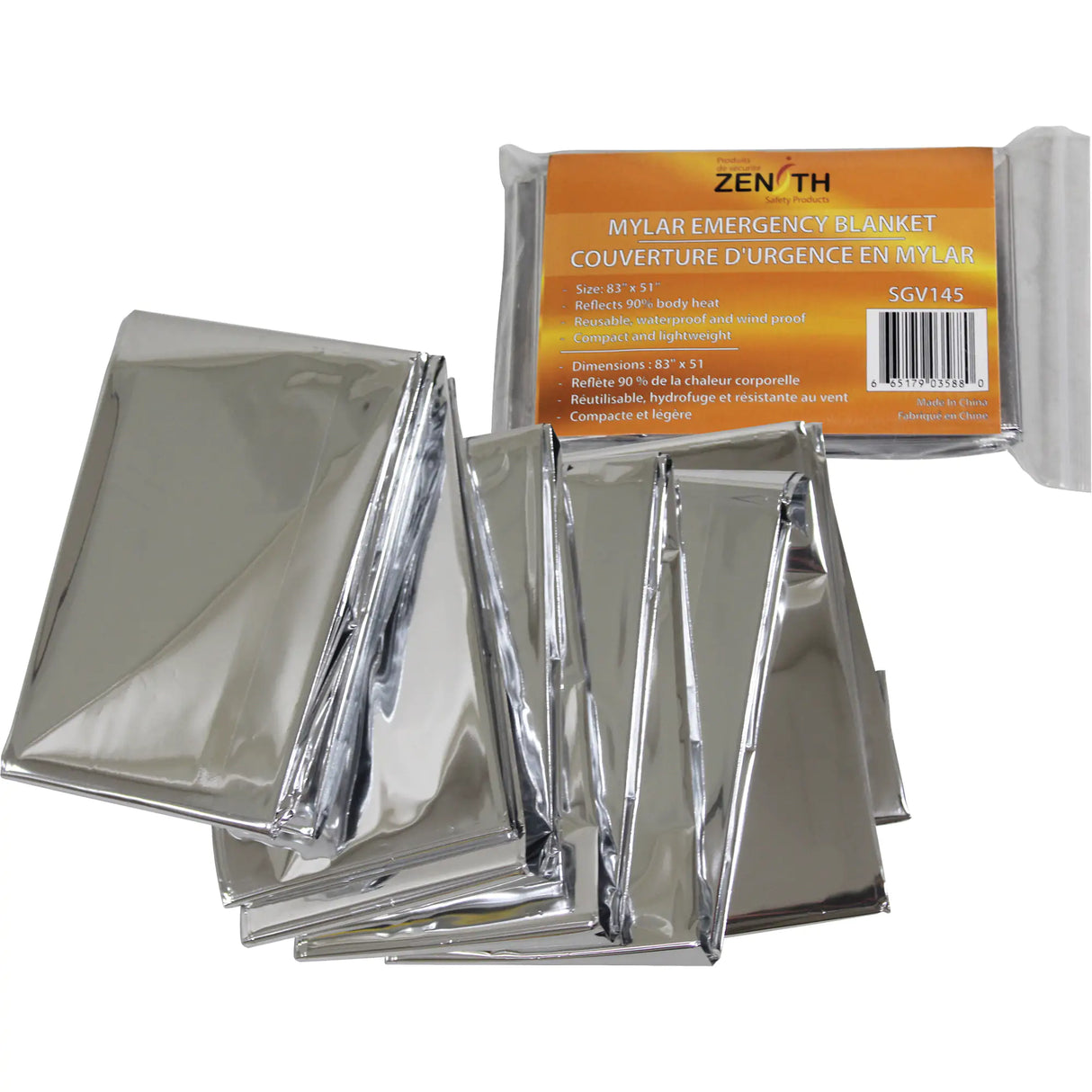 ZENITH SAFETY PRODUCTS Emergency Blanket, Aluminized Polyester