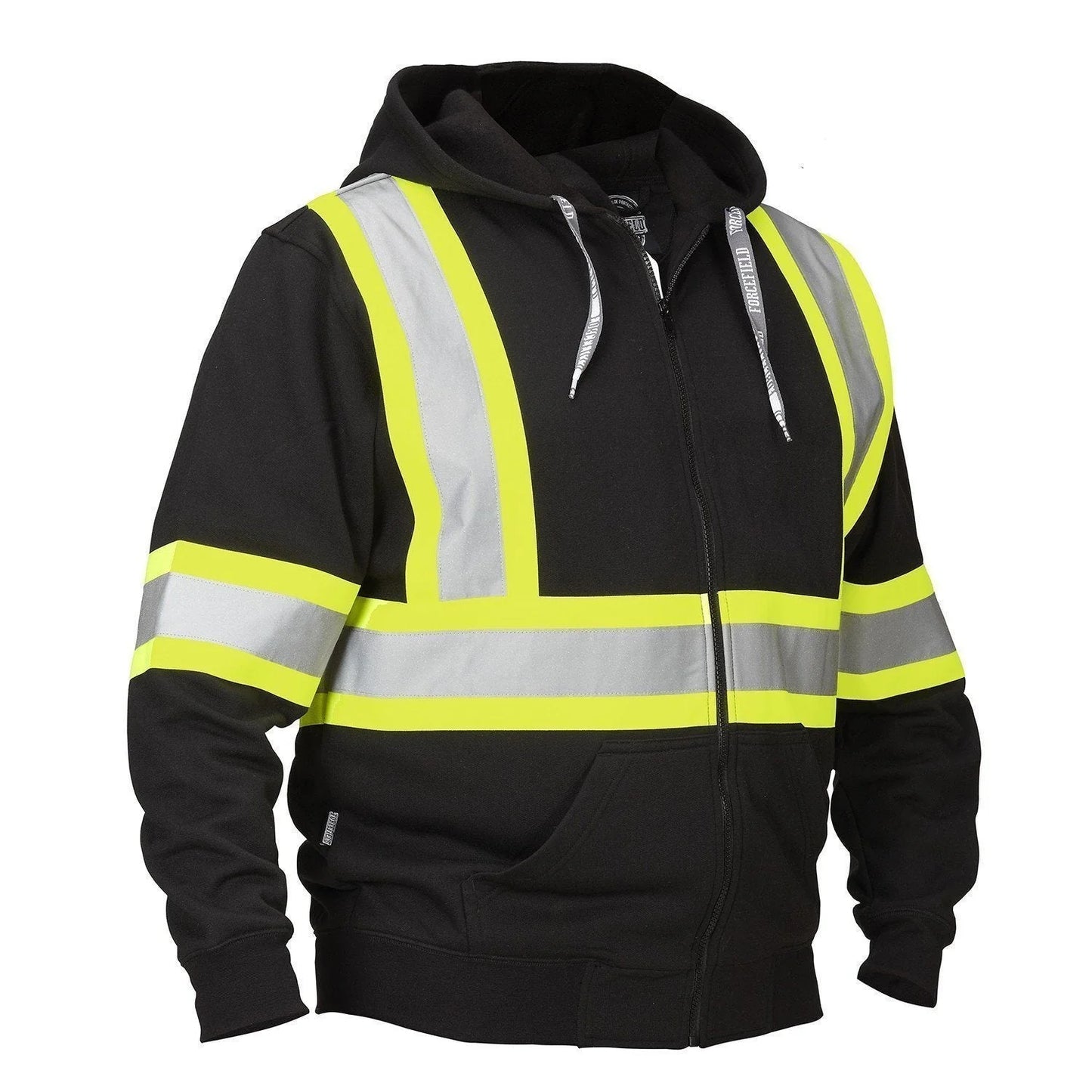 Forcefield Deluxe Hi Vis Safety Hoodie, Attached Hood Black