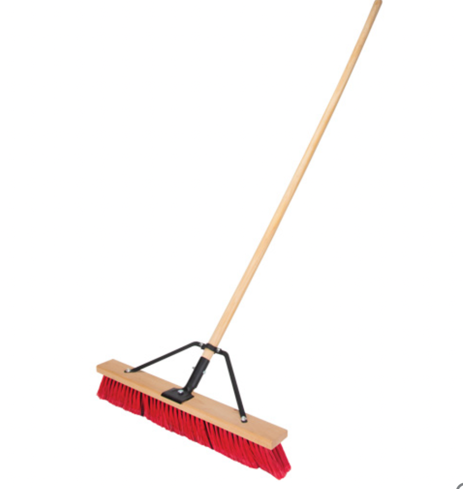 RMP MAINTENANCE PRODUCTS Push Broom with Braced Handle, 24", Medium, PVC Bristles