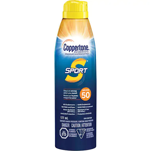 COPPERTONE  Sport¬Æ Water Resistant Sunscreen, SPF 50, Aerosol