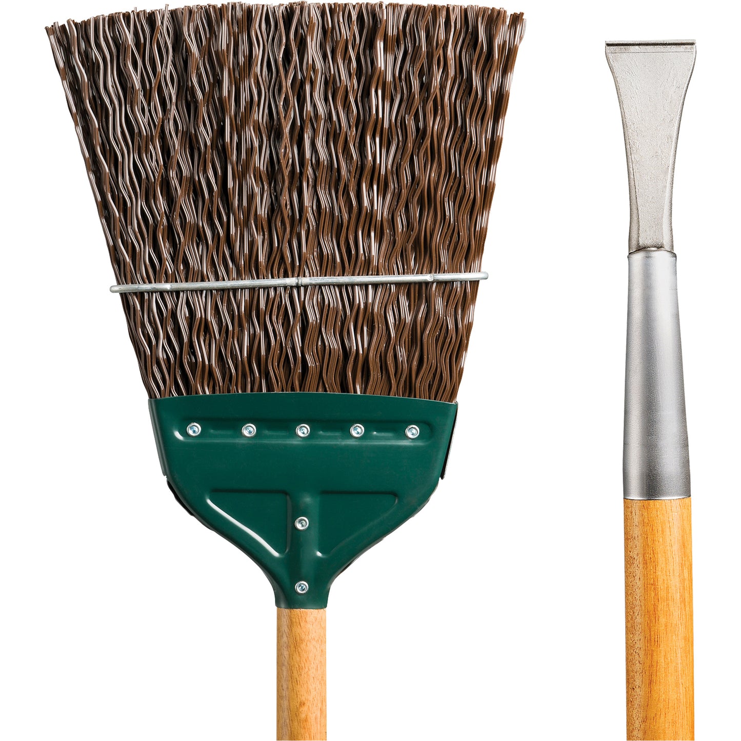 Track & Switch Broom with Heavy-Duty Forged Chisel, Wood Handle, Polypropylene Bristles, 55" L