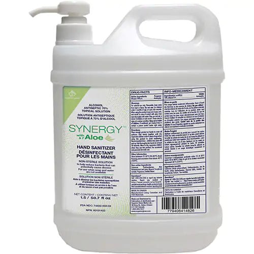 Synergy‚Ñ¢ Hand Sanitizer with Aloe Gel, 1500 ml, Pump Bottle, 70% Alcohol