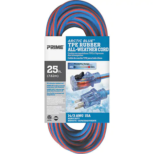 Arctic Blue‚Ñ¢ All-Weather Extension Cord, SJEOW, 14/3 AWG, 15 A, 25'