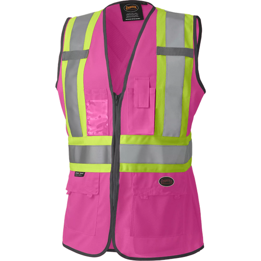 PIONEER  Women's Safety Vest, Pink, Small, Polyester, CSA Z96 Class 1 - Level 2