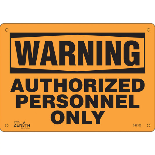 "Authorized Personnel Only" Sign, 7" x 10", Plastic, English