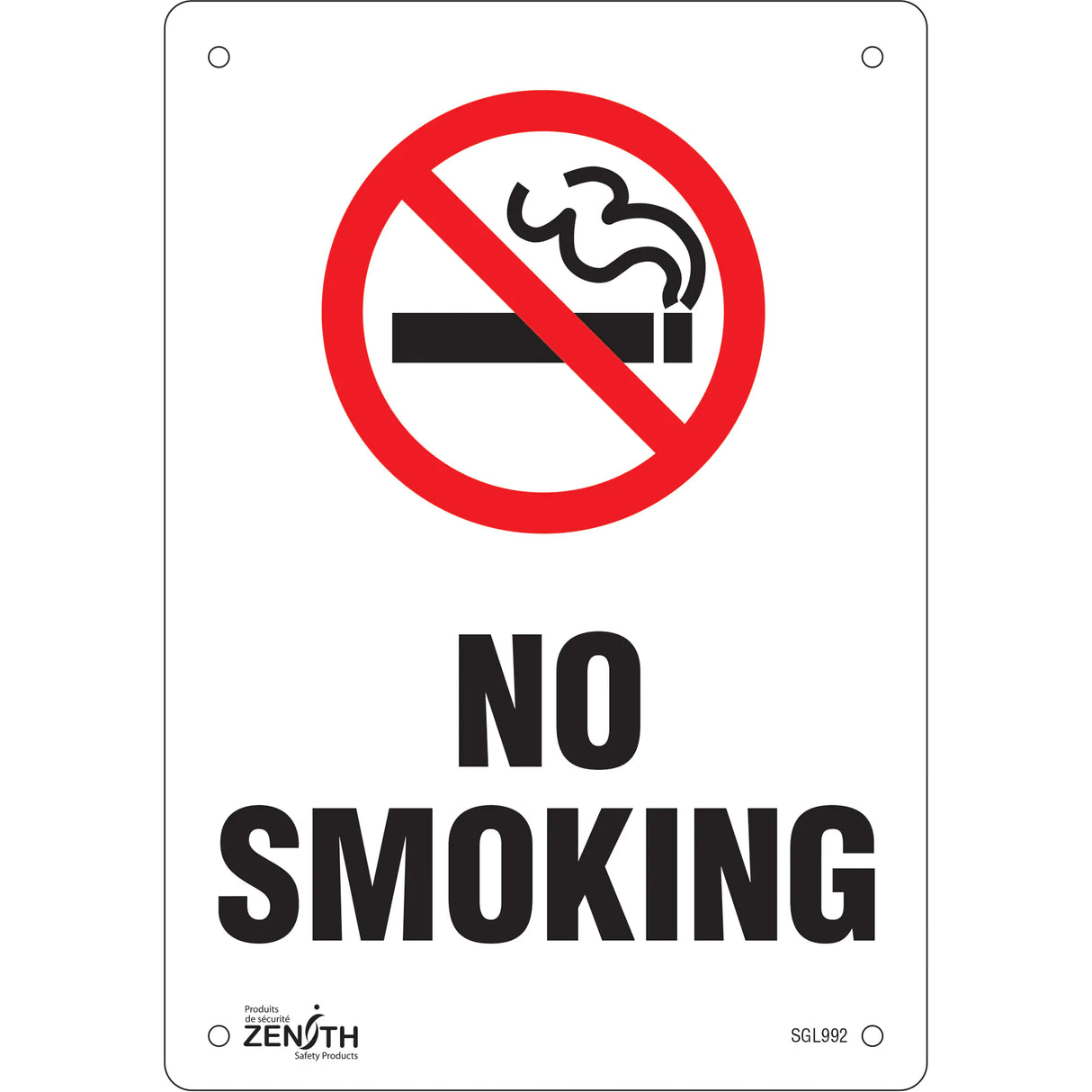 "No Smoking" Sign, 10" x 7", Plastic, English with Pictogram