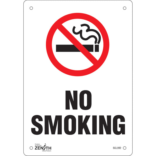 "No Smoking" Sign, 10" x 7", Plastic, English with Pictogram