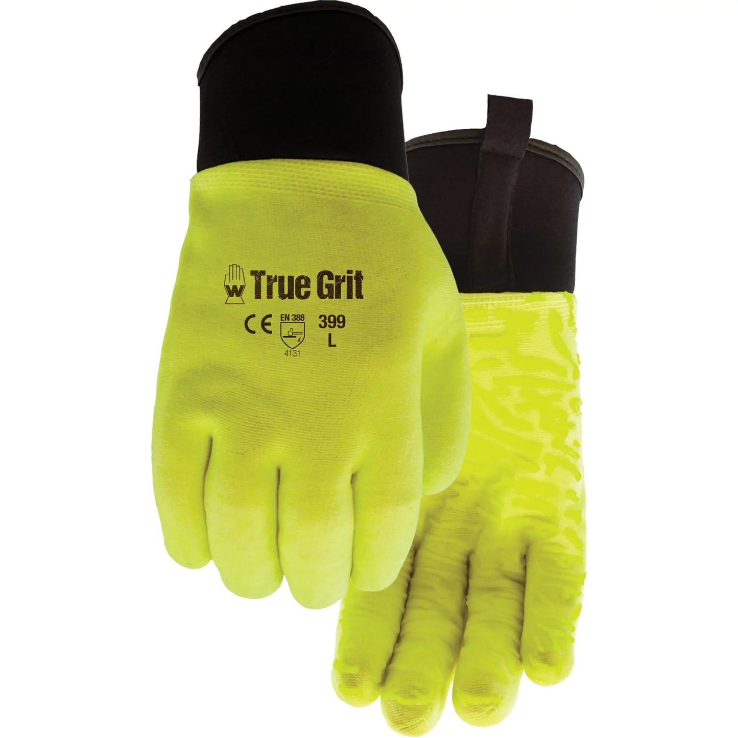 WATSON GLOVES  True Grit Coated Gloves, Large, Foam PVC Coating, Nylon Shell